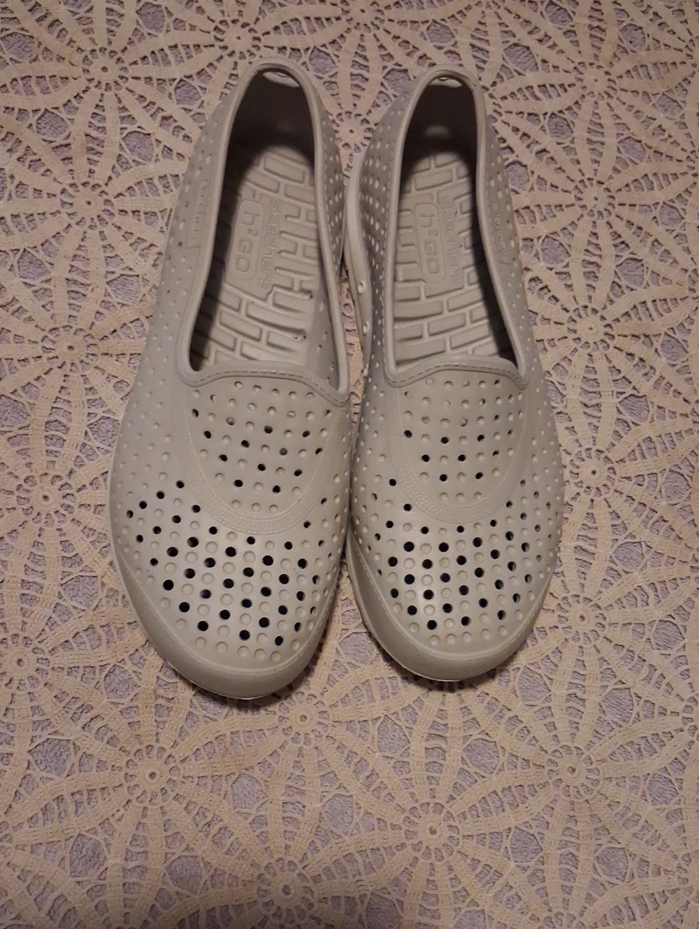 Skechers Women's Light Gray Perforated Slip-On Flats